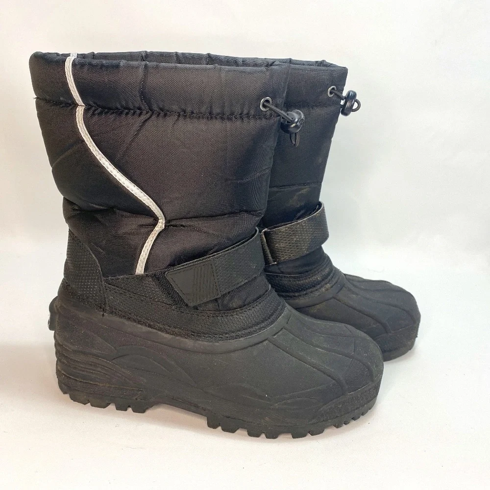 George Adult Winter Boots Size 7 Black Insulated Rubber Soles Slip-Ons Strap
